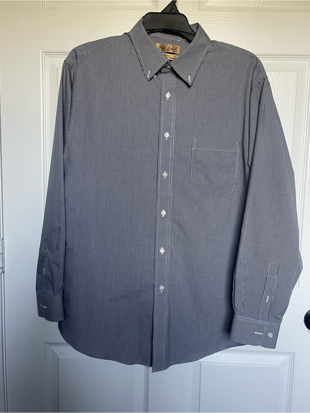 Gold Label Roundtree & Yorke Men's Gingham Black/White Dress Shirt Size XL